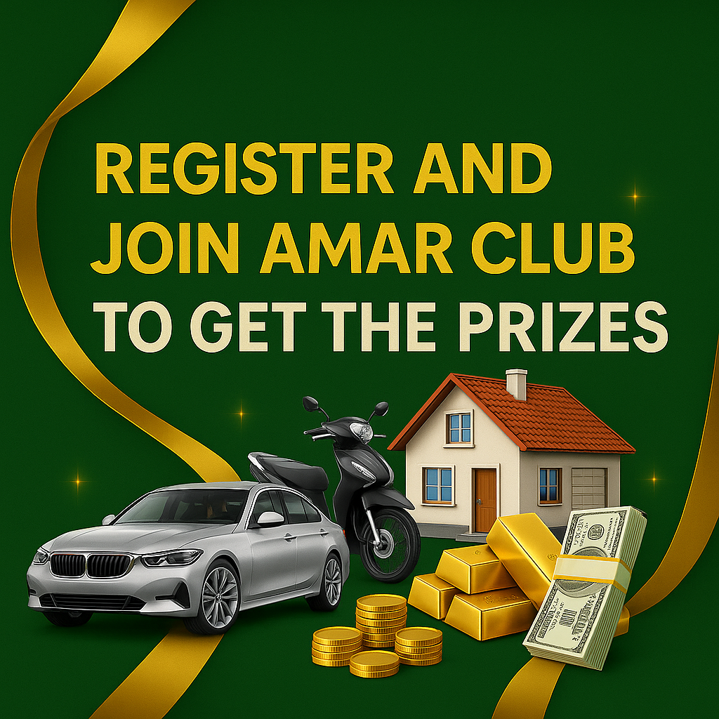 Online casino interface of Amar Club featuring digital slot machines, card games, and promotional banners