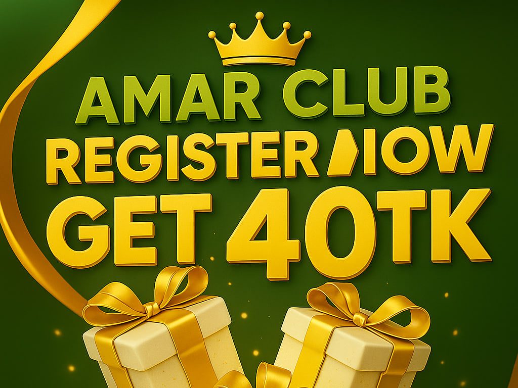 Amar Club welcome bonus banner featuring digital games and promotional graphics